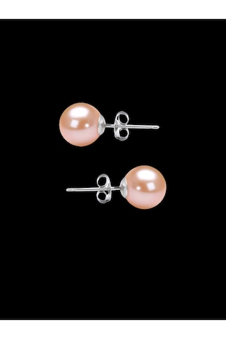 Bymissmücevherat 925 Ayar Gümüş Pembe İnci Küpe 10 Mm