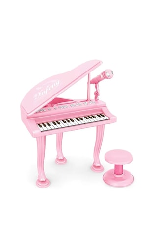 Mikrofonlu, Tabureli Oyuncak Piyano Çocuklar İçin Eğlenceli Müzik