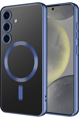Galaxy S24 Plus Kılıf Kamera Korumalı M-safe Wireless Şarj Özellikli Zore Demre Kapak Sierra Mavi