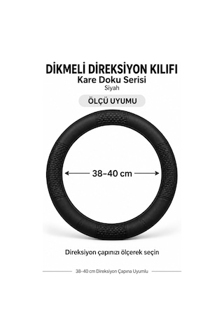 Trobus Mercedes-benz Gle 2019-2025 Uyumlu Dikmeli Direksiyon Kılıfı Kare Doku Siyah