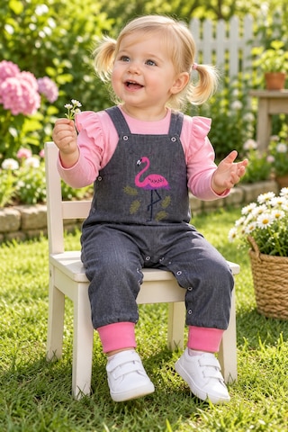 Babyhola Bayramlık Kız Bebek Çocuk Flamingo Bayramlık Salopet Badi Takım 23388 Kırmızı