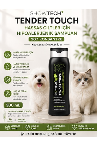 Showtech Tender Touch 20:1 Konsantre Köpek Ve Kediler İçin Hassas Ciltli Şampuan 300 Ml