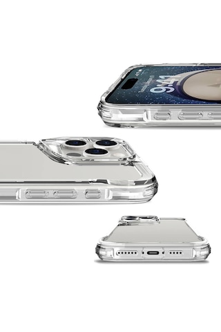 Apple Uyumlu iPhone 16 Pro Kılıf Köşe Korumalı Şeffaf Zırhlı Sert Kapak