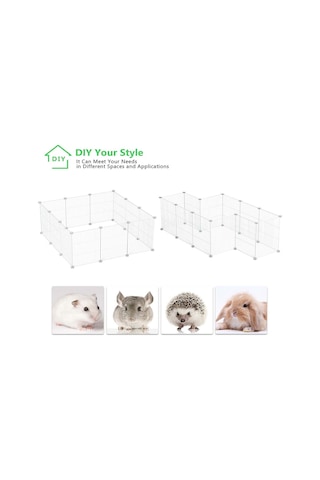 Hodbehod 12 Panel Metal Beyaz Hayvan Oyun Kafesi Kedi Kuş Evcil Hayvan