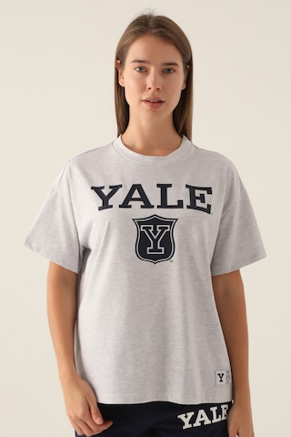 Yale Emblem Kar Melanj Kadın T-shirt 5274-42818 Kar Melanj