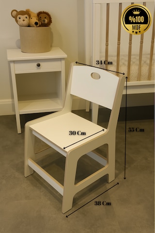 Çocuk Aktivite Masası Sandalyesi %100 Mdf Beyaz