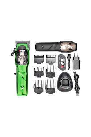 Sones Wmark Ng-9003 Elektrikli Saç Kesme Makinesi Yağ Başlı Elektrikli İtmeli Kesme Makinesi Şarj Edilebilir Saç Kesme Makası Yeşil