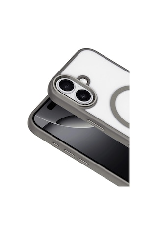 Joko Apple iPhone Uyumlu 17 Terea Magsafe Kapak - Gri Düz Renkli
