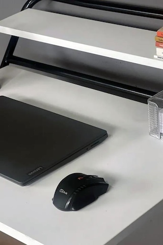 Lich Metal Ayaklı Katlanır Çalışma Masası Beyaz Raflı Laptop Sehpası Çizim Ve Ders Masası Beyaz - Siyah