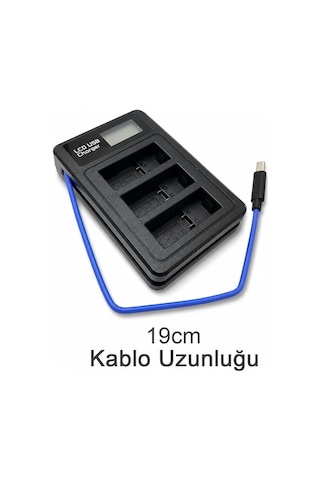 Coverzone Gopro Hero 9 Hero 10 Hero 11 Hero 12 İle Uyumlu 3 Slot Lcd Ekranlı Usb Batarya Şarj Cihazı Ahdbt-901 Ahdbt-