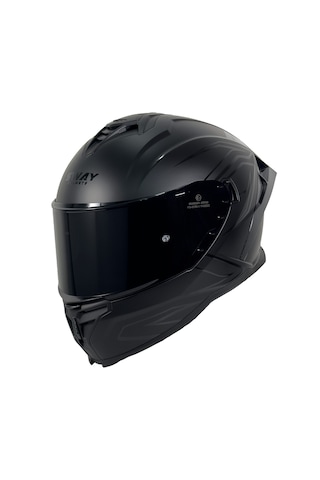867 Black Line Full Face Motosiklet Kaskı - Mat Siyah- Güneş Vizörlü