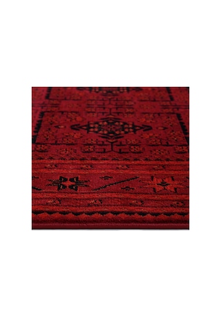 Afgan Türkmen Otantik Desenli Dokuma Bordo Oturma Odası Salon Mutfak Halısı 5969a Zs72