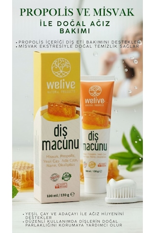 Doğal Diş Macunu 100 Ml Misvak, Propolis, Yeşil Çay, Adaçayı, Nane Ve Okaliptüs İçerikli Tam Koruma