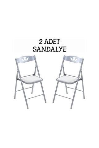 Katlanır Mutfak Sandalyesi Kırma Koltuk Beyaz 2 Adet 1054