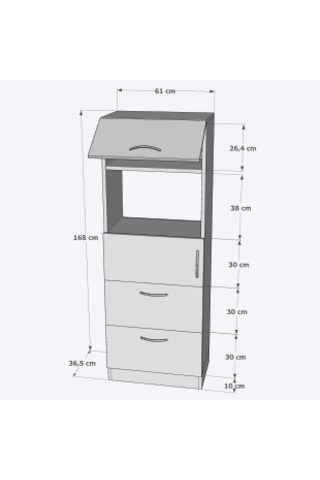 Mikrodalga Fırın Raflı Kapaklı Çekmeceli Çok Amaçlı Hazır Mutfak