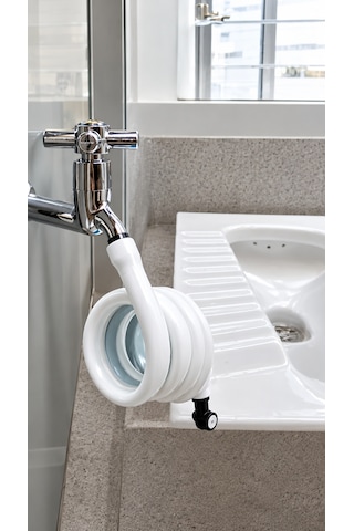 Wc Hortum Matik Beyaz Spiralli Hortum Wc Taharet Matik Esnek Klozet Taharet Hortumu 70-90cm