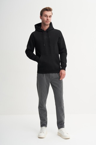 Cazador 53605 Erkek Kapşonlu Yaka Sweatshirt Siyah