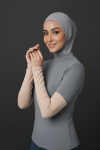 Sonbaharmoda Kadın Tesettür Likralı Esnek Düz Penye Kolluk Bej