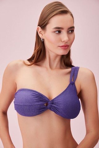 Suwen Elsa Tek Omuz Drapeli Parlak Bikini Üst Sb25225099d099 Menekşe Moru