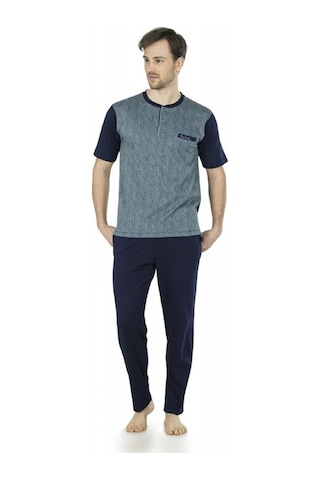 Pierre Cardin Yazlık Damatlık 3'Lü Pijama Takımı Kutulu (536108374) Mavi