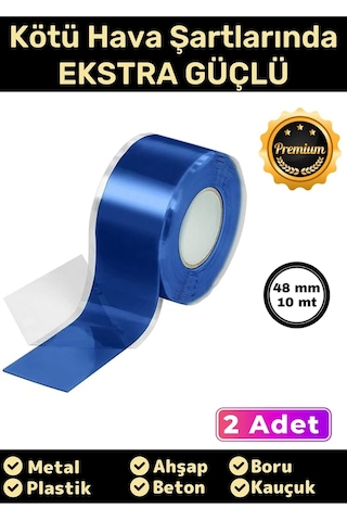Süper Güçlü Su Geçirmez Sızdırmaz Mavi Renk Çok Amaçlı Tamir Ve İzolasyon Bandı 48mm X 10m - 2 Adet