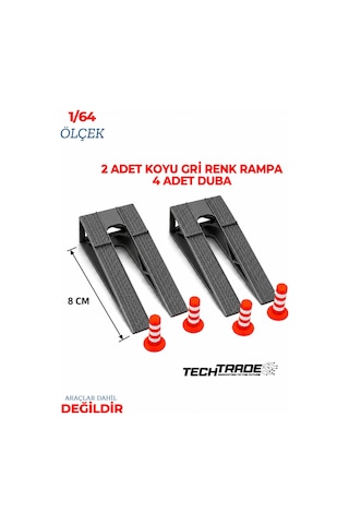 1/64 Ölçek Diorama 2 Adet Koyu Gri Rampa + 4 Adet Duba