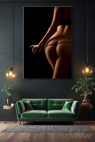 Tangalı Kadın Model Estetik Renkli Fotoğrafı Dikey Kanvas Tablo Tekli Ev Kafe Ofis 3271