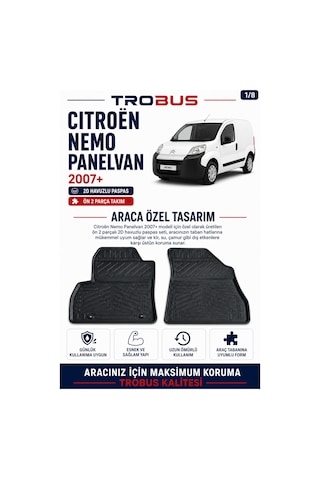Trobus Citroen Nemo Van 2007 Ve Sonrası 2d Havuzlu Paspas 2 Parça