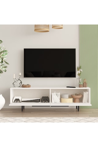 Yurudesign Ocean Tv Ünitesi Sehpası Metal Ayaklı 160cm Beyaz On1-w