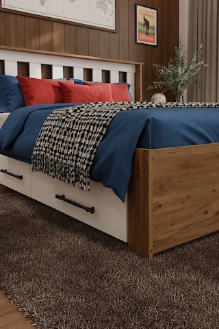 Stark 4 Çekmeceli Çift Kişilik Mdf Karyola 140x190 Yatak Uyumlu - Atlantik Çam