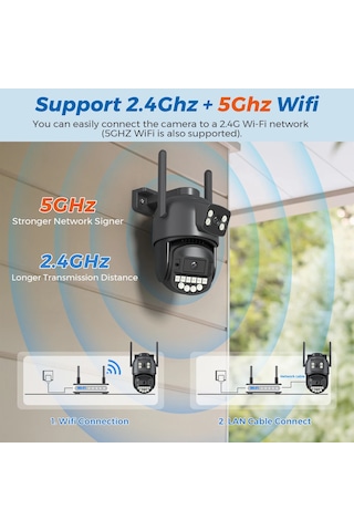 Liangmei 5k Hd Wifi Ptz Kamera Açık 8mp Çift Lens Çift Ekran Aı