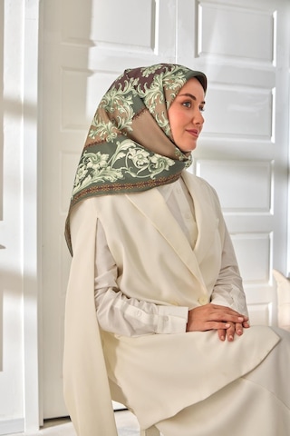 Silk Home Twill İpek Eşarp 11482-06 Yeşil, Vizon, Krem, Acı Kahve, Gold