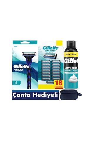 Mach3 Sport Makine + 18 Adet Tıraş Bıçağı + 300 Ml Tıraş Köpüğü+ Çanta
