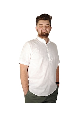 Mode Xl Buyuk Beden Erkek Kısa Kol Hakim Yaka 20387 Beyaz 001