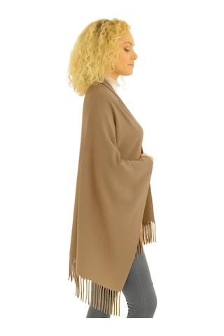 1 Adet Kadın Büyük Bedene Uygun Ekstra Yumuşak Dokulu Püskül Detaylı Kışlık Atkı Omuz Şalı Sütlü Kahve