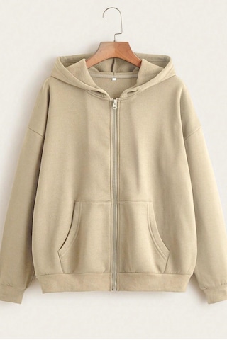 Unisex Mevsimlik 2'li Paket Kahve Ve Bej Renk Fermuarlı Kapüşonlu Hırka Kahve Bej
