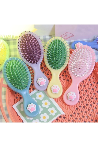 Sevimli Şeker Renk Kedi Pençe Yay Anti-vida Saç Fırçası Tarak Masaj Taşınabilir Dolaşık Çözücü Ev Banyo Saç Fırçası Kadınlar İçin Bebek Şeyler