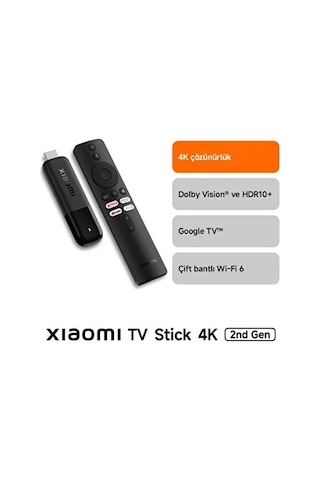 Xiaomi 2. Nesil Tv Stick 4K Android Wi-Fi Bağlantısı ile Dolby Vision & HDR10+ Medya Oynatıcı