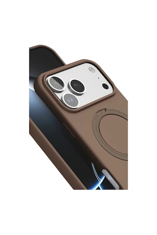 Newface Apple Uyumlu iPhone 17 Pro Regal Magsafe Standlı Kapak - Çöl Titanyum Kılıf