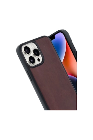 Gld-spt- Newface Apple Uyumlu iPhone 14 Pro Max Kılıf Aras Deri Kapak - Bordo