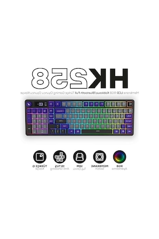 Kablosuz Gaming Klavye, Membran Lcd Rgb Aydınlatma İle Modern Tasarım