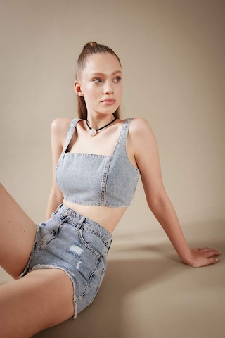 Defacto Jean %100 Pamuk Crop Bluz A8524AX23HSNM39