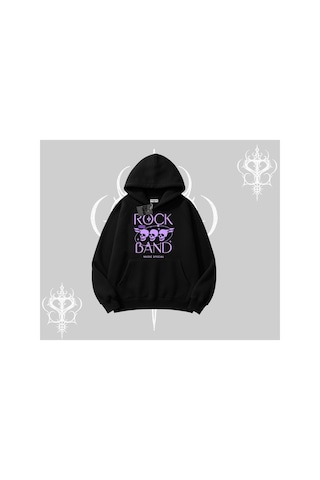Tarzsokak Kapşonlu Sweatshirt Rock Band Street Noise Culture Siyah