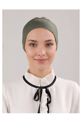 Alivascarf Kaymayan Silikonlu Bandana Bone Siyah - Kadın Tesettür Dikişsiz Kaymaz Geçme - Sportif Saç Bandı Haki
