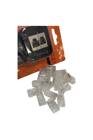 Technozi Rj45 Rj11 Rj12 Cat5 Cat6 Yeni Nesil Konnektör Kolay Sıkma Pensesi + 10 Delikli Jack