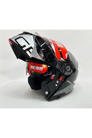 Mt Genesis Sv Atempob2 Parlak Renk Çene Açılır Iç Güneş Vizörlü Motosiklet Kaskı Siyah Gri