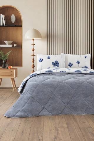 Nordelle Çift Kişilik Wellsoft Yorgan Uyku Seti Gri Mavi