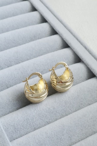 Kadın Küpe Kararmaz 14k Renk Vip Seri Top Koza Model 2cm Küpe Altın