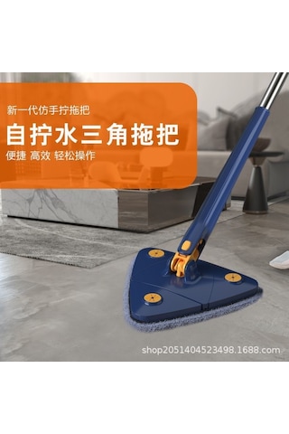 Tenfowee Mavi 360 Derece Döner Üçgen Mop, Tavan-duvar-cam Temizleyici, Çok Amaçlı Temizlik Aleti, 3 Bez İçerir