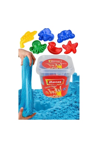 Mavi Kinetik Kum 500 Gr Ve Oyun Kalıbı 6 Lı 1 Paket Kurumaz Kinetik Oyun Kumu Doğal Kinetik Kum